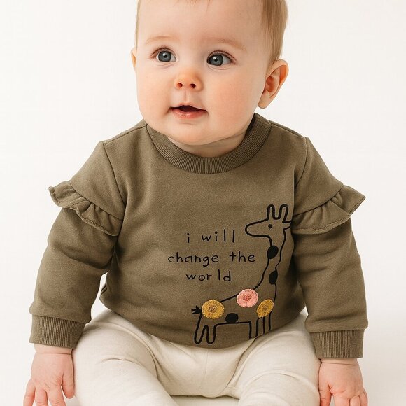 Petit Lem Mini Threads Other - Petit Lem Mini Threads Baby Sweater – Giraffe Appliqué – Size 6M (NWT)